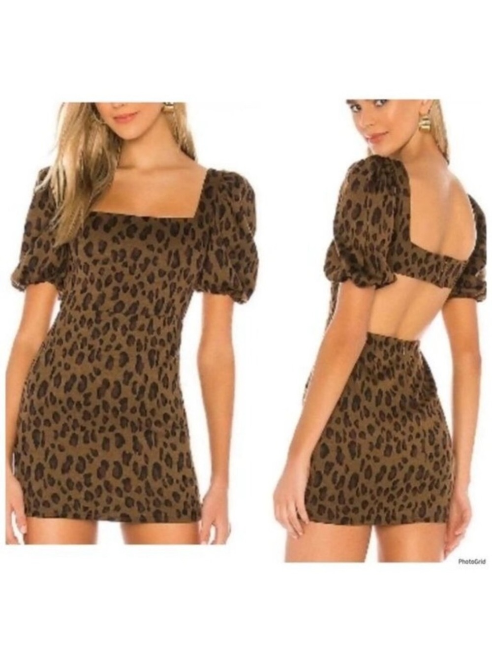Lovers and Friends Cheetah Leopard Print Puff Sleeve Mini Dress Size XS
